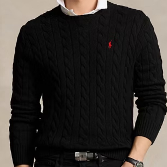 Men’s Polo Ralph Lauren Sweater - Heavy Knit Size - MediumColor - Black
